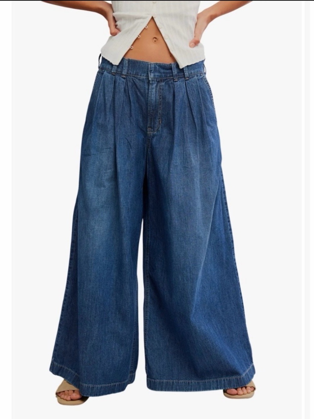 We The Free Wide Leg High-Rise Denim Jeans 25 Boho Cottagecore Staple Comfort